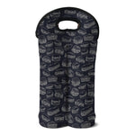 Navy Doodle Sandwich Pattern Print Double Neoprene Wine Tote