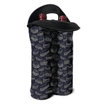 Navy Doodle Sandwich Pattern Print Double Neoprene Wine Tote