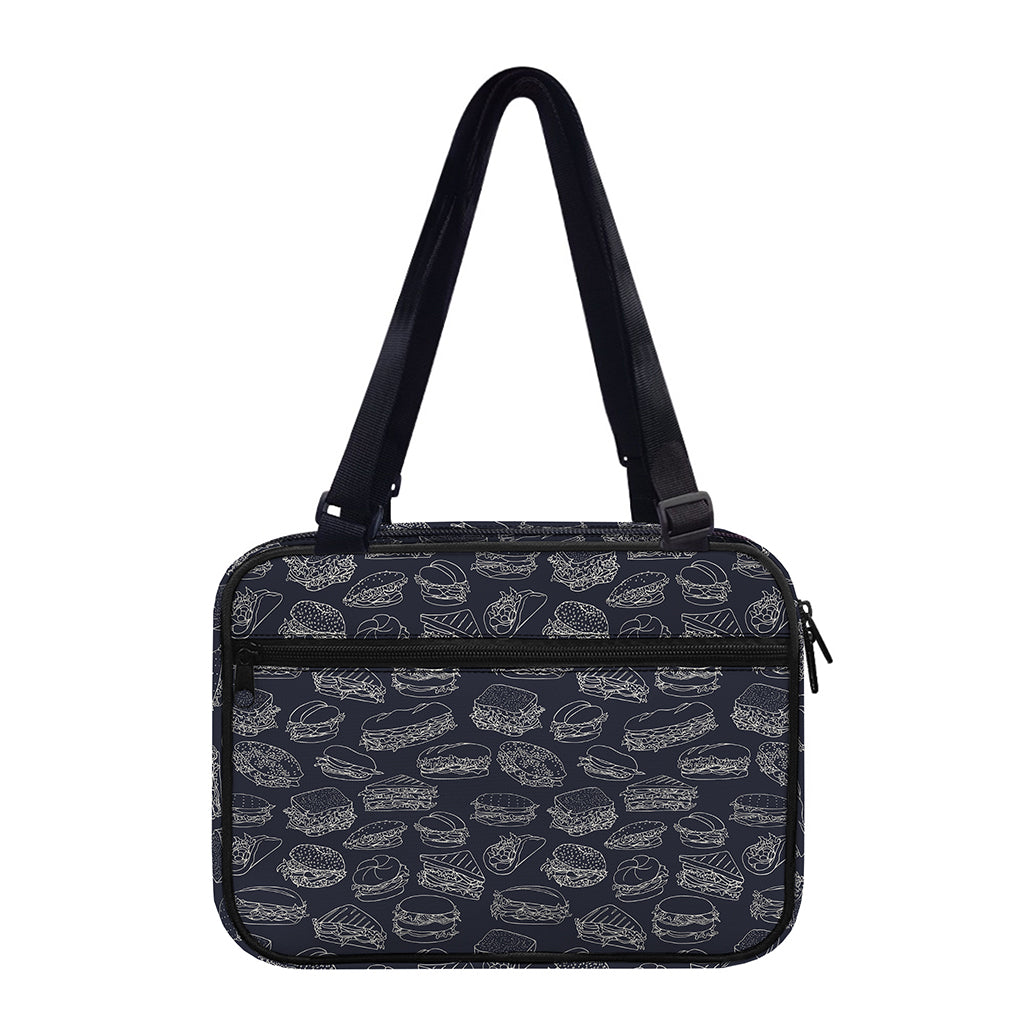 Navy Doodle Sandwich Pattern Print Double Strap Bible Bag