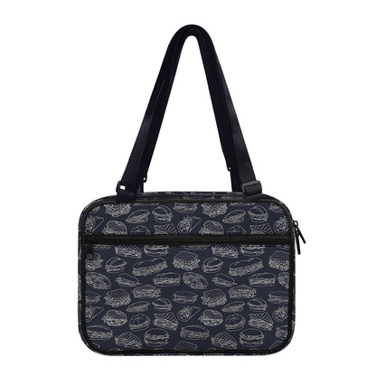 Navy Doodle Sandwich Pattern Print Double Strap Bible Bag