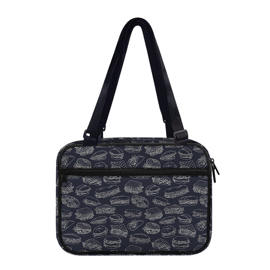 Navy Doodle Sandwich Pattern Print Double Strap Bible Bag