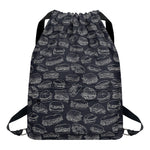Navy Doodle Sandwich Pattern Print Drawstring Backpack