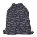 Navy Doodle Sandwich Pattern Print Drawstring Bag