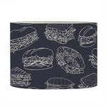 Navy Doodle Sandwich Pattern Print Drum Lamp Shade