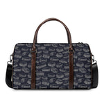Navy Doodle Sandwich Pattern Print Duffle Bag