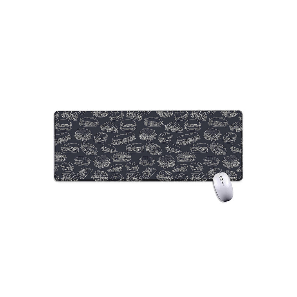 Navy Doodle Sandwich Pattern Print Extended Mouse Pad