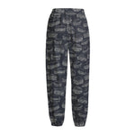Navy Doodle Sandwich Pattern Print Fleece Lined Knit Pants