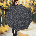 Navy Doodle Sandwich Pattern Print Foldable Umbrella