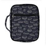 Navy Doodle Sandwich Pattern Print Front Pocket Bible Bag