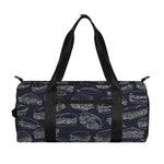 Navy Doodle Sandwich Pattern Print Gym Bag