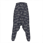 Navy Doodle Sandwich Pattern Print Hammer Pants