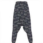 Navy Doodle Sandwich Pattern Print Hammer Pants