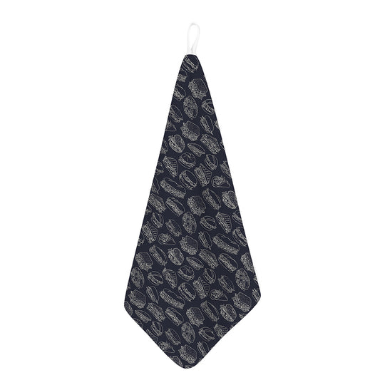 Navy Doodle Sandwich Pattern Print Hand Towel