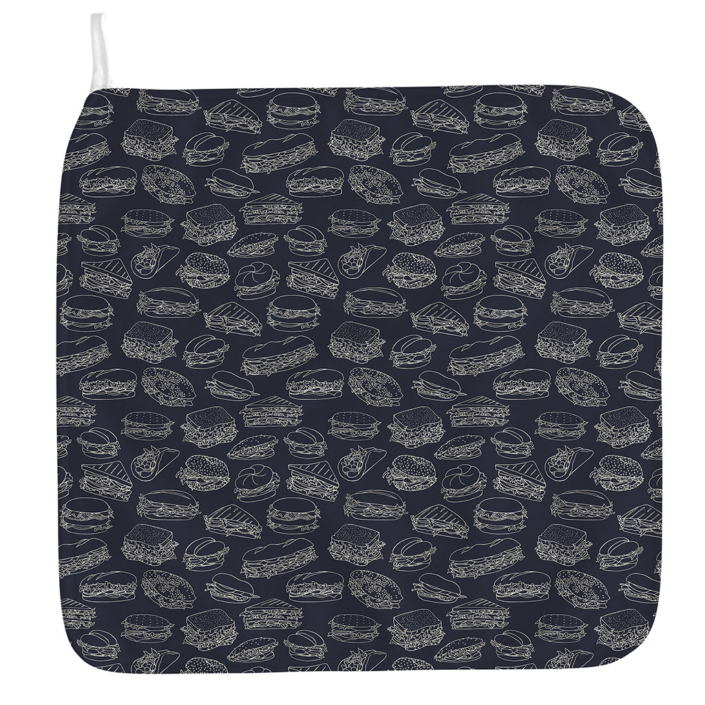 Navy Doodle Sandwich Pattern Print Hand Towel