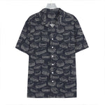 Navy Doodle Sandwich Pattern Print Hawaiian Shirt