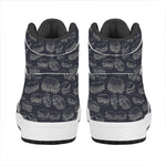 Navy Doodle Sandwich Pattern Print High Top Leather Sneakers