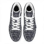 Navy Doodle Sandwich Pattern Print High Top Leather Sneakers