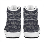 Navy Doodle Sandwich Pattern Print High Top Leather Sneakers
