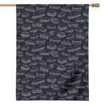 Navy Doodle Sandwich Pattern Print House Flag