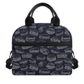 Navy Doodle Sandwich Pattern Print Insulated Lunch Bag