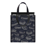 Navy Doodle Sandwich Pattern Print Insulated Lunch Tote