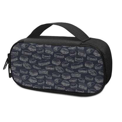 Navy Doodle Sandwich Pattern Print Insulin Cooler Travel Case