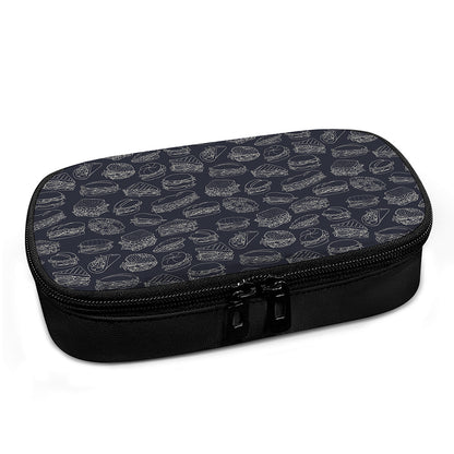 Navy Doodle Sandwich Pattern Print Insulin Cooler Travel Case