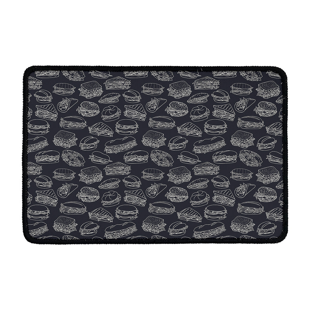Navy Doodle Sandwich Pattern Print Kitchen Mat