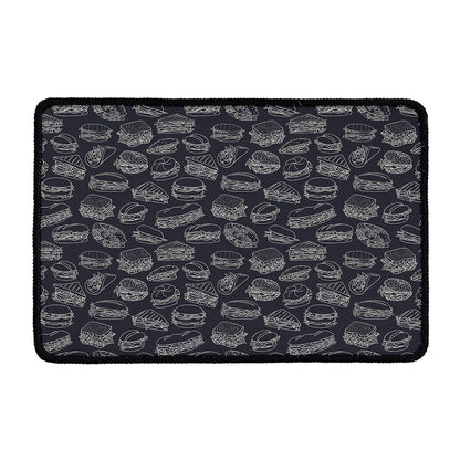 Navy Doodle Sandwich Pattern Print Kitchen Mat