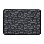 Navy Doodle Sandwich Pattern Print Kitchen Mat