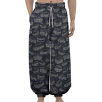 Navy Doodle Sandwich Pattern Print Lantern Pants