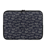Navy Doodle Sandwich Pattern Print Laptop Sleeve