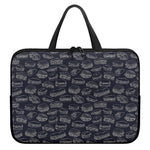 Navy Doodle Sandwich Pattern Print Laptop Sleeve With Handle