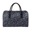 Navy Doodle Sandwich Pattern Print Leather Duffel Bag