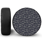 Navy Doodle Sandwich Pattern Print Leather Spare Tire Cover