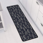 Navy Doodle Sandwich Pattern Print Long Kitchen Mat