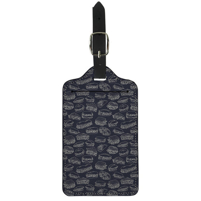Navy Doodle Sandwich Pattern Print Luggage Tag