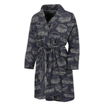 Navy Doodle Sandwich Pattern Print Men's Bathrobe