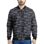 Navy Doodle Sandwich Pattern Print Men's Bomber Jacket