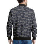Navy Doodle Sandwich Pattern Print Men's Bomber Jacket