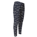 Navy Doodle Sandwich Pattern Print Men's Compression Pants