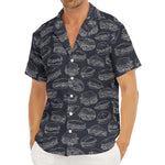 Navy Doodle Sandwich Pattern Print Men's Deep V-Neck Shirt