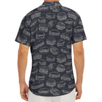 Navy Doodle Sandwich Pattern Print Men's Deep V-Neck Shirt