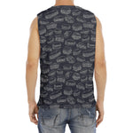 Navy Doodle Sandwich Pattern Print Men's Fitness Tank Top
