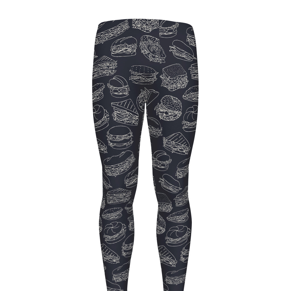 Navy Doodle Sandwich Pattern Print Men's leggings