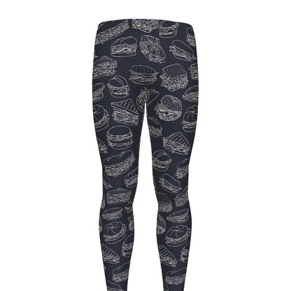 Navy Doodle Sandwich Pattern Print Men's leggings