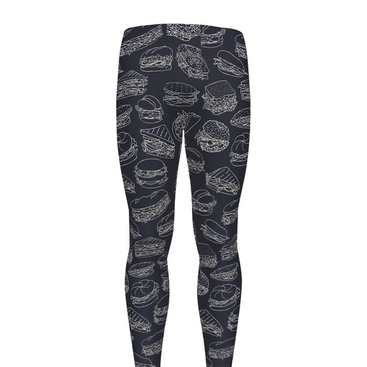 Navy Doodle Sandwich Pattern Print Men's leggings
