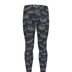 Navy Doodle Sandwich Pattern Print Men's leggings