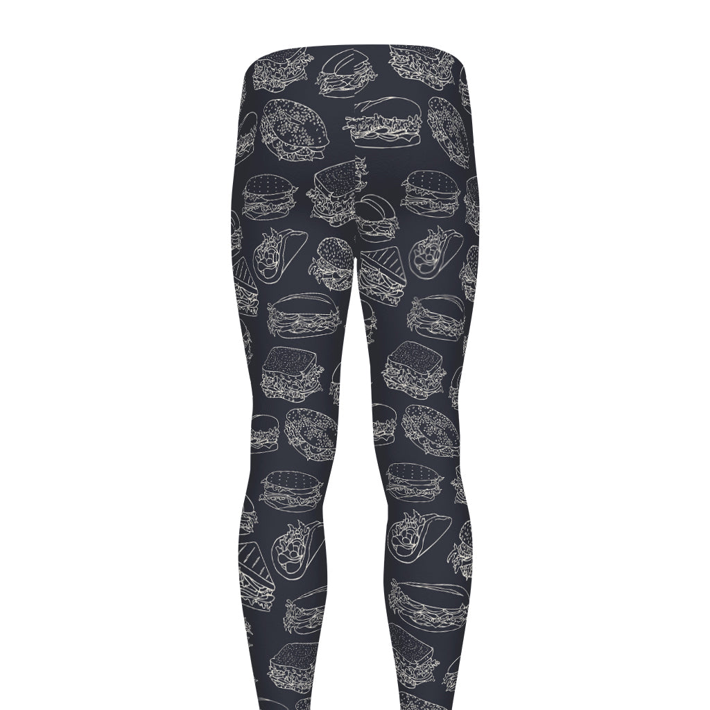 Navy Doodle Sandwich Pattern Print Men's leggings