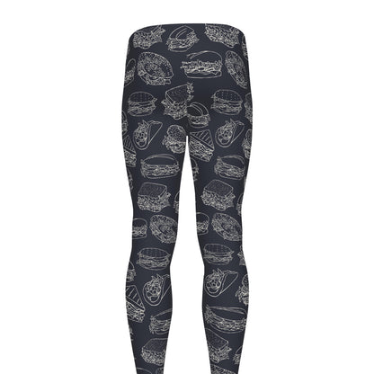 Navy Doodle Sandwich Pattern Print Men's leggings